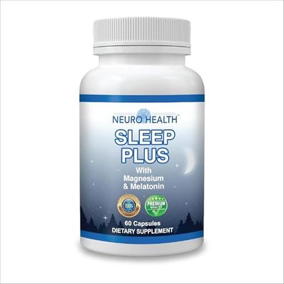 Neuro Health Sleep Plus Sleep Aid, with Magnesium, Melatonin and Ashwagandha, 60 Capsules (1 Bottle) Herbal Sleeping Pills for Adults Vegetarian Sleep Pills Non-Habit Forming 5 HTTPChamomile