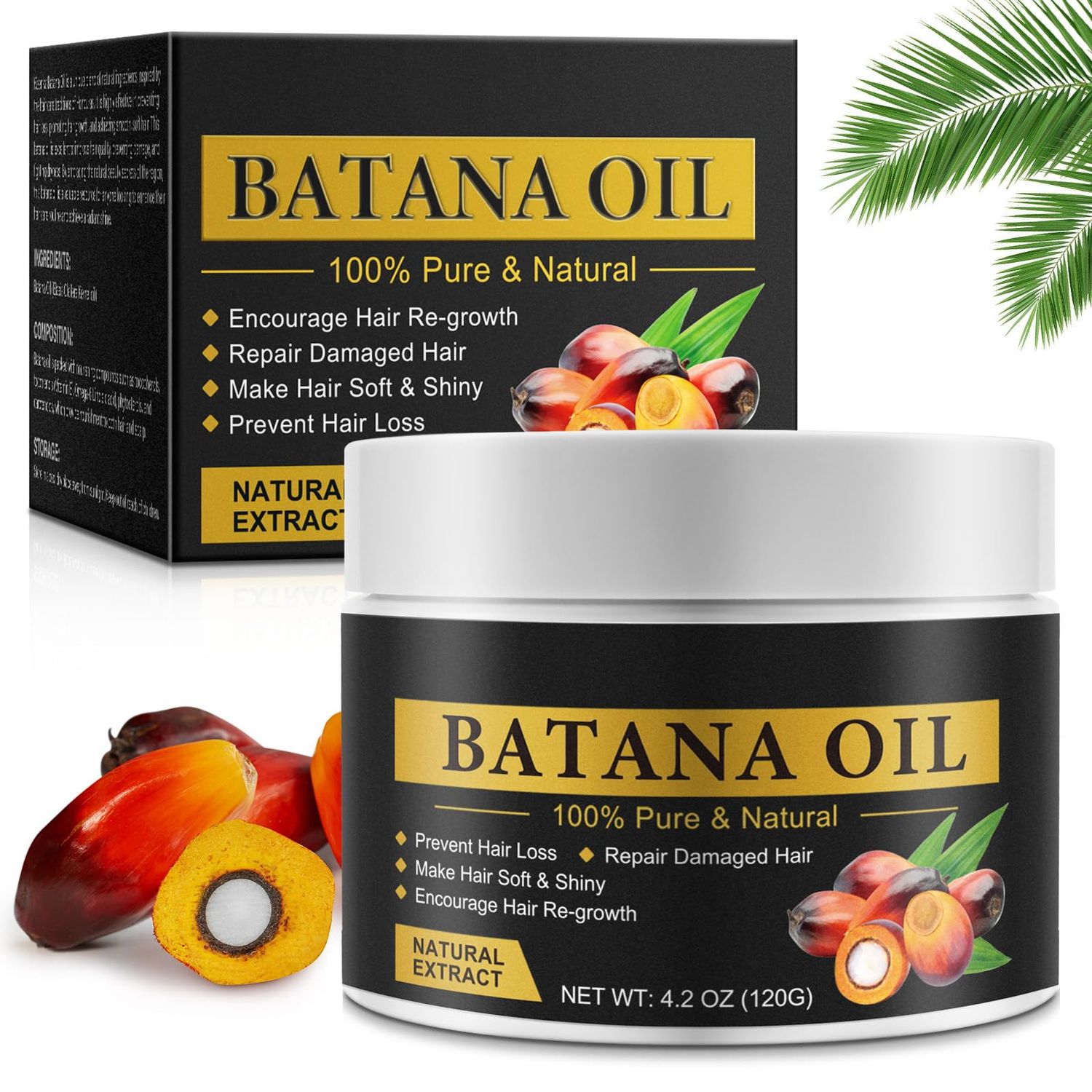 Tooffi Batana Oil for Hair Growth,100 Natural Batana Oil Sourced from Honduras - Dr. Sebi Batana Oil Unrefined Hair Growth Oil Prevents Hair Loss, Enhances Hair Thickness in Men Women 4.2 oz