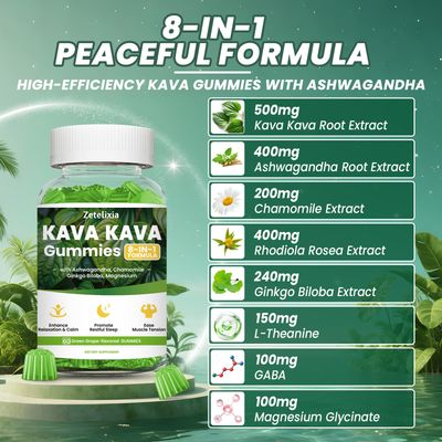 2 Pack Kava Kava Gummies, Kava Kava Root Extract Supplement with Kavalactones, Calm Gummies for Stress Relief Better Sleep, Melatonin Free, Sugar Free, Vegan, Non-GMO, Green Grape Flavor, 120 count