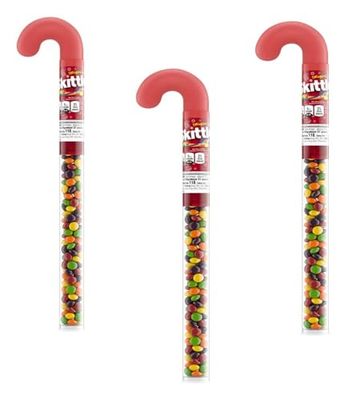 Fruit Flavored Candy Filled Candy Cane Tubes - Pack of 3 - Smiling Sweets - Perfect for the Whole Family this Holiday Season - Classic Candy Everyone Loves