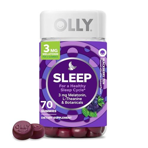 OLLY Sleep Gummy, 3 mg Melatonin, L-Theanine, Chamomile, Lemon Balm, Sleep Aid, Blackberry - 70 Count