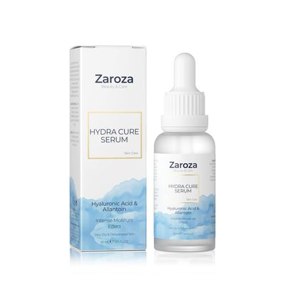 Zaroza Hydra Cure Serum - Deep Hydration Face Serum with Hyaluronic Acid, Panthenol Allantoin - Nourishing, Firming Moisture-Locking Formula for Dry Skin - Vegan, 1 fl oz
