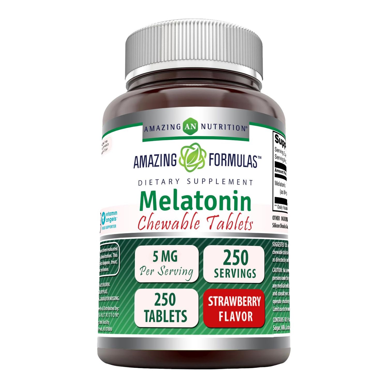 Amazing Formulas Melatonin Chewable Supplement 5 Mg Per Serving 250 Tablets Non-GMO Gluten-Free Made in USA (Strawberry Flavor)