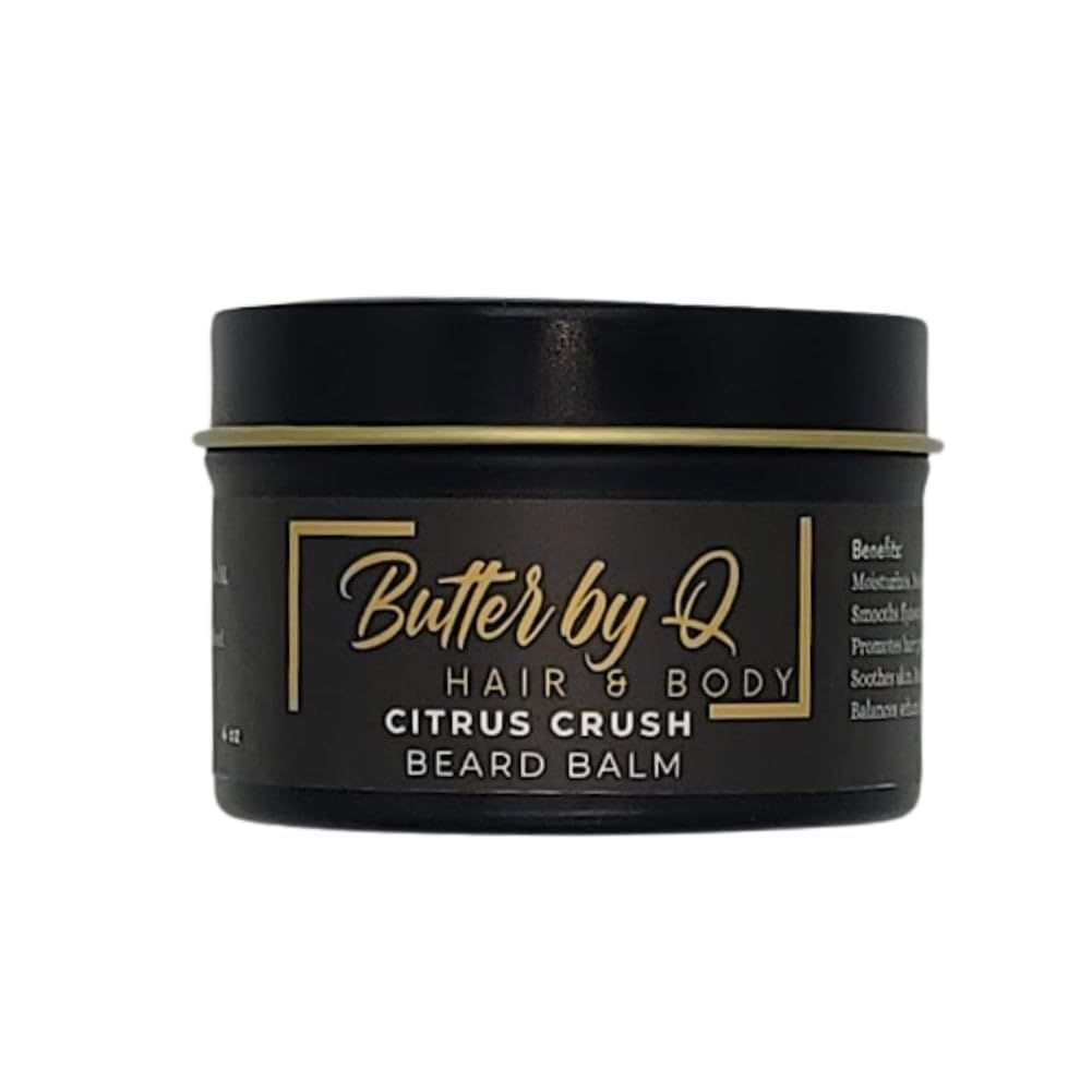 Butter By Q Citrus Crush Beard Balm - All-Natural Beard Growth, Itch Beardruff Prevention, Moisturizes Protects