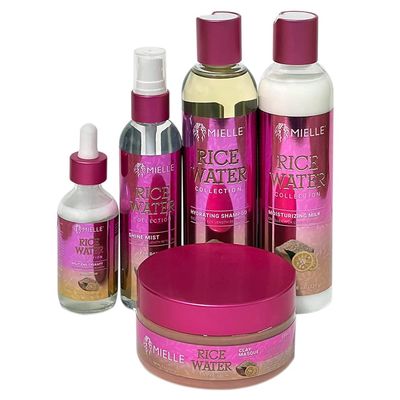 Mielle Rice Water Collection - Length Retention For Dry Damaged Hair Sulfate-Free Shampoo, Moisturizing Milk, Clay Masque, Split End Therapy, Shine Mist - Full Collection Bundle Combo Set 5PCS