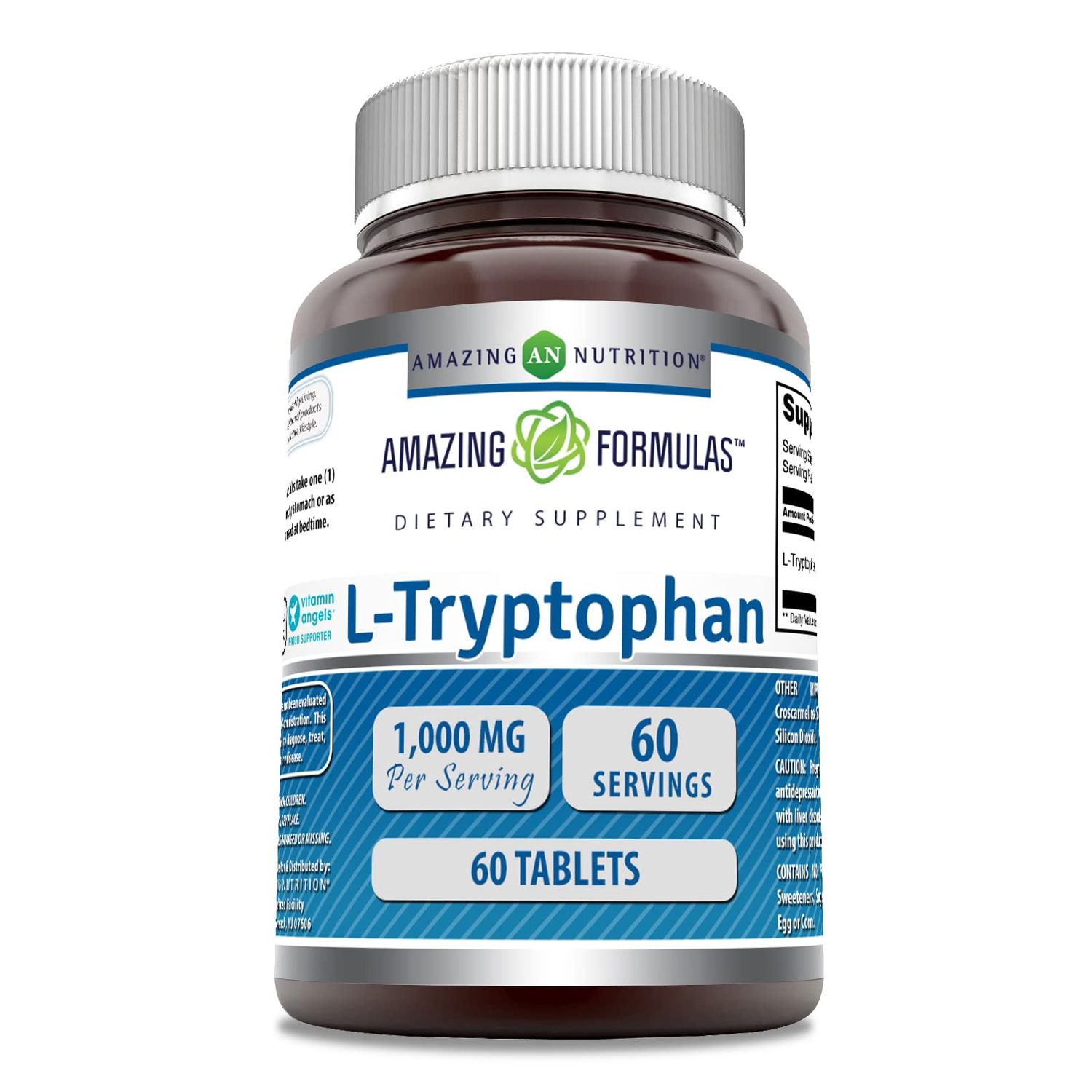 Amazing Formulas L-Tryptophan 1000mg 60 Tablets Supplement Non-GMO Gluten Free Made in USA