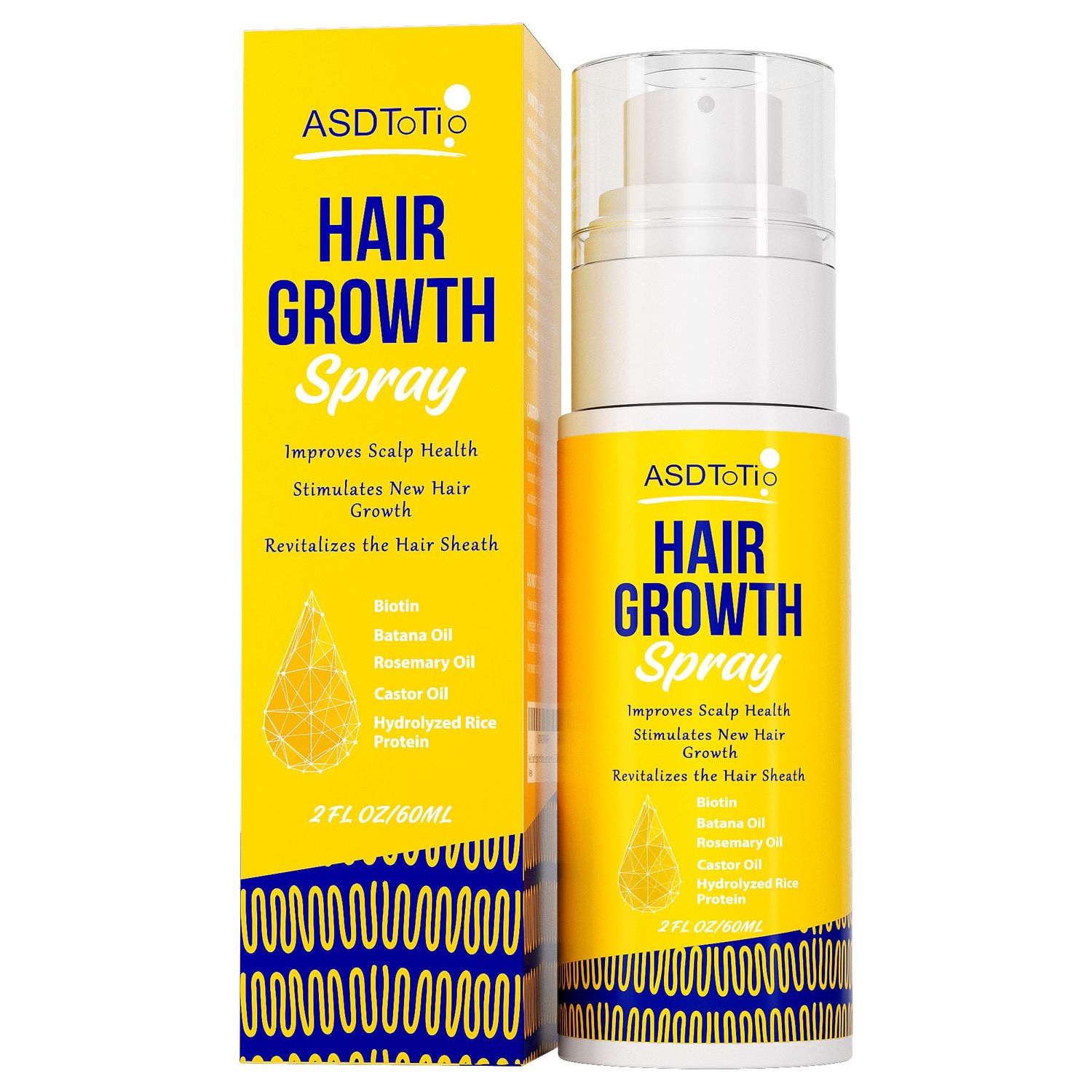 Hair Growth Spray for Women and Men- Natural Batana Rosemary Serum with Biotin, Fermented Rice Water for Thicker, Fuller Hair, 2 FL OZ