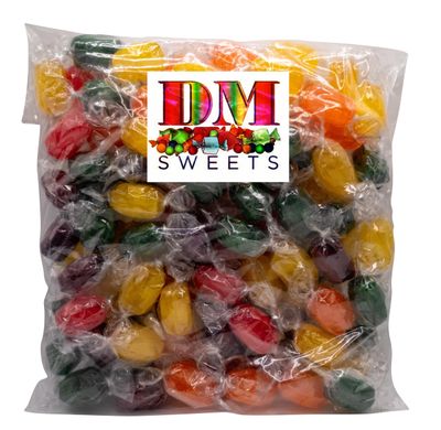 Assorted Fruit Barrels - 2 lbs of Individually Wrapped Apple Orange Cherry Lemon Grape Fresh Delicious Hard Candy