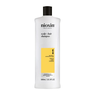 Nioxin Scalp Hair Thickening System 1 Shampoo For Natural or Untreated Hair with Light Thinning With Niacinamide and Biotin 16.9 Fl oz.