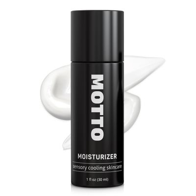 MOTTO Mens Face Cream Moisturizer- ICE-COLD - Made in USA - Hyaluronic Acid, Vitamin E, Menthol, Peppermint, Eucalyptus, Coffee Seed Extract, Day Night Moisturizing, 1 oz