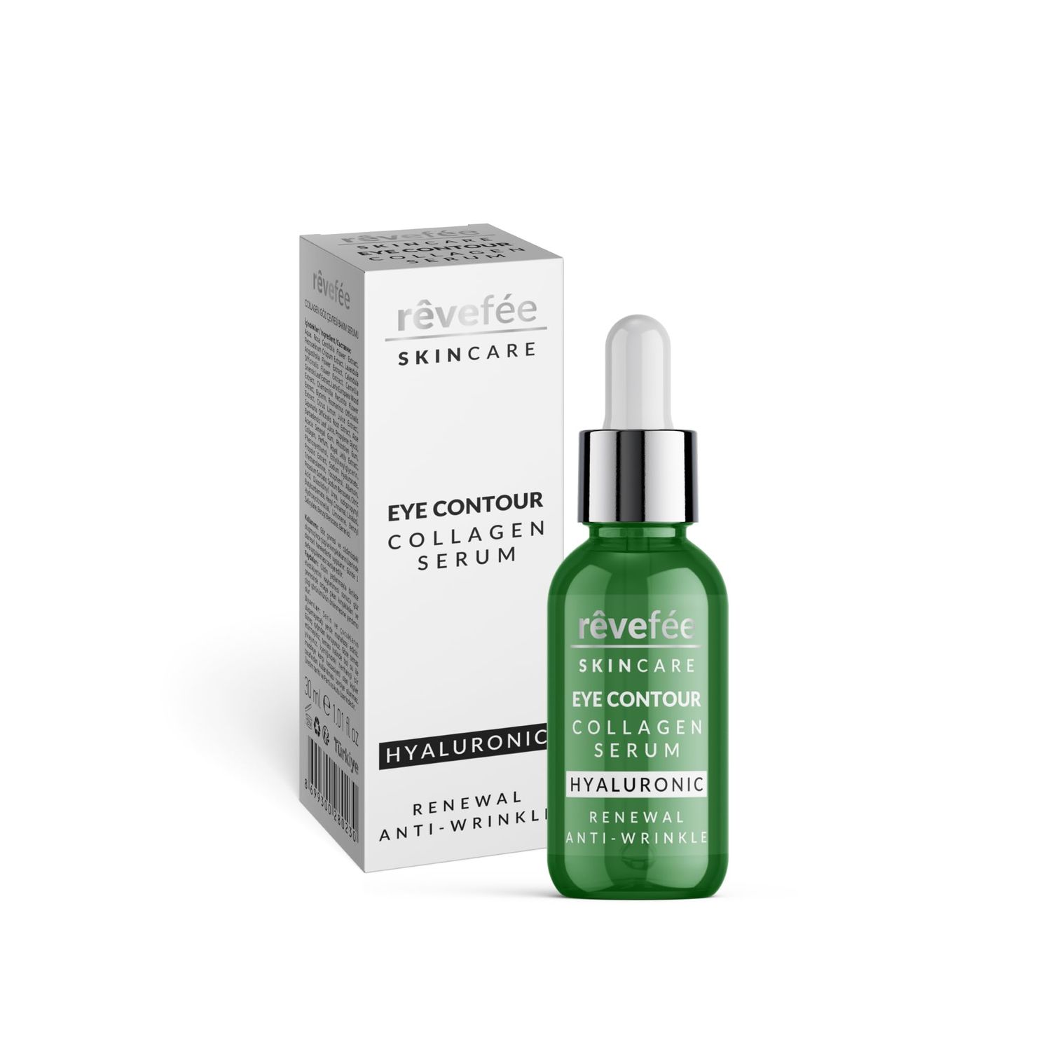 rvefe collagen hyaluronic eye serum; reduces dark circles, puffiness, fine lines and eye bags., Yellow