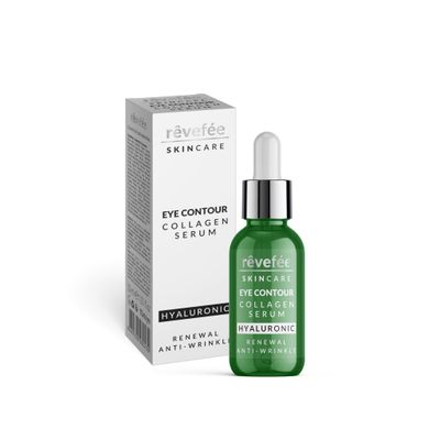 rvefe collagen hyaluronic eye serum; reduces dark circles, puffiness, fine lines and eye bags., Yellow