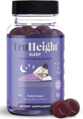 TruHeight Sleep Gummies - Kids Teen Natural Sleep Aid for Maximum Growth - Pediatric Recommended - Kids Melatonin Gummy - Melatonin, Ashwagandha, L Theanine, Lemon Balm, Ages 4, Mixed Berry Flavor