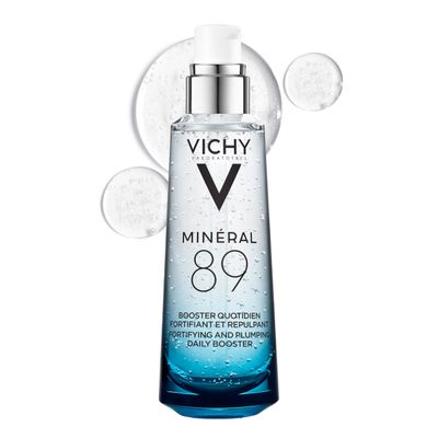 Vichy Mineral 89 Fortifying Hydrating Daily Skin Booster, Pure Hyaluronic Acid Serum For Face, Plumps Hydrates, Repairs Skin Barrier, Lightweight Moisturizing Gel, Fragrance Free Oil-Free