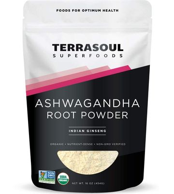Terrasoul Superfoods Organic Ashwagandha Root Powder, 1 Lb - Stress Adaptogen May Improve Sleep Lab-Tested for Quality