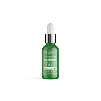rvefe collagen hyaluronic eye serum; reduces dark circles, puffiness, fine lines and eye bags., Yellow