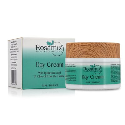 Rosamix Hyaluronic Acid Day Cream - Daily Face Moisturizer - Facial Skin Care and Neck with Shea Pomegranate Oils - Ultra Hydrating Face Cream, 50ml FL.OZ 1.69