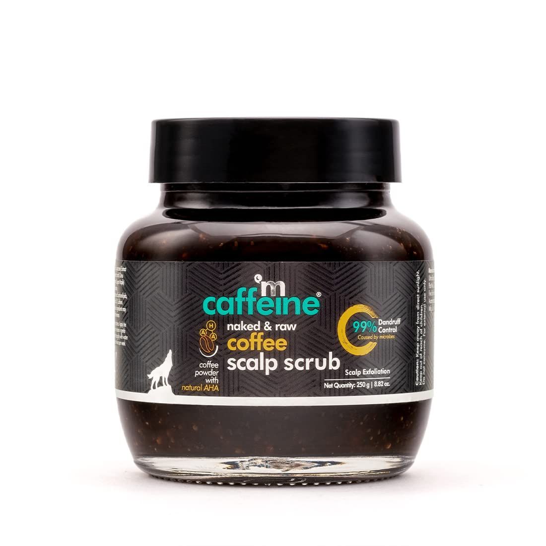 mCaffeine Naked and Raw Coffee Scalp Scrub - Scalp Cleanser Dandruff Removal - Suitable for All Hair Types - Natural Aha - Scalp Exfoliation - 8.82 oz