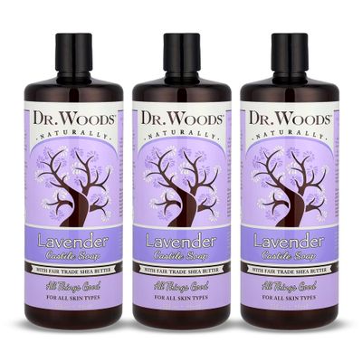 Dr. Woods Pure Lavender Castile Soap with Organic Shea Butter, 32 Ounce (Pack of 3)