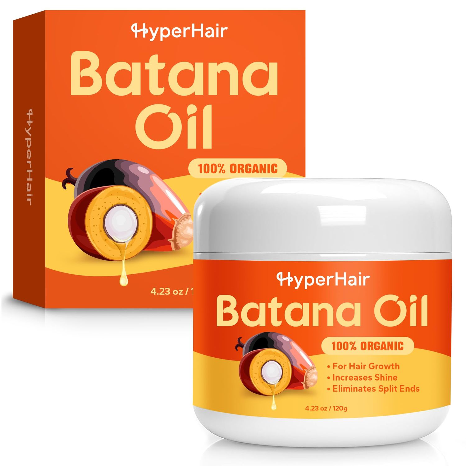 HyperHair Batana Oil - Intensive Conditioning for Hair Growth, Enhanced Shine, Softness, and Moisture, Repairs Damaged Hair, Nourishes and Strengthens (4.23 oz)
