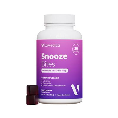 VitaMedica Snooze Sleep Gummies - Melatonin-Free, Zero Grogginess - L-Theanine, Chamomile, Passionflower Lemon Balm - Sleep Aid Gummies for Adults - 30 Count