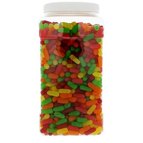 Mike Ike Chewy Fruit Candy 7LB - Original Soft Chewy Fruit Candy in 128 FL OZ Gift Ready Reusable Square Jar