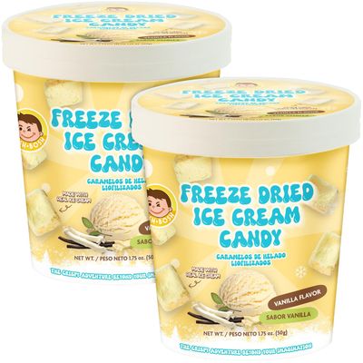 JOSH BOSH Vanilla Freeze-Dried Ice Cream Candy 2-Pack - Crunchy Airy Snack Made with Real Vanilla Ice Cream, 1.75 Oz Ea