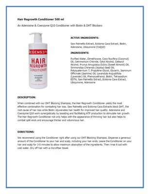 REGENSIFY Hair Regrowth Conditioner 500 ml (17 FL Oz) Adenosine and Coenzyme Q10 Conditioner with Biotin DHT Blockers