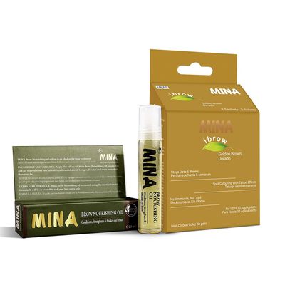 MINA ibrow Professional Hair Color Kit Regular Pack (Golden Brown) with Nourishing oil combo pack
