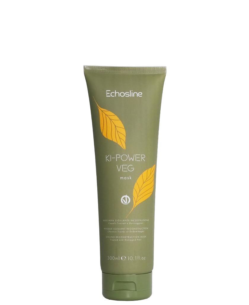 Echosline KIPower VEG Reconstruction Mask for Damaged Hair - 1000 ml. 33.8 fl.oz. - 300 ml. 10.1 fl.oz. (Mask for Damaged Hair 11.83 fl.oz.)