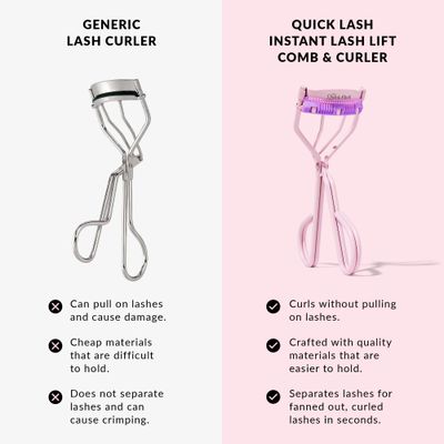 THE QUICK FLICK Eyelash Curler, Stainless Steel Eyelash Curlers with Comb, Safe Gentle on All Eye Shapes, Pink Eyelash Curler for Separated Curled Lashes, Travel-Friendly Eyelashes Curler