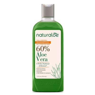 Naturaloe - Hair Fall Control Shampoo - 100 Vegan Formula Infused with 60 Aloe Vera Gel, EcoFriendly, Cruelty Free, No Parabens, No Silicones - 12 fl oz