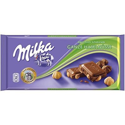 Milka Milk Chocolate with Whole Hazelnuts, 3.52-Ounce Bars (Pack of 8) by Milka