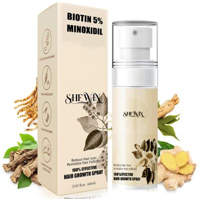 Natural Hair Growth Spray Oil - 5 Biotin Women Men Hair Regrowth Serum Scalp Care Treatment Non-Greasy For Stronger Thicker Longer Hair (60ML, Unscented)