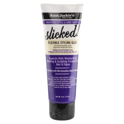 Aunt Jackie&#39;s Grapeseed Style and Shine Recipes Slicked Flexible Hair Styling Glue, Superior Hold, 4 Ounce