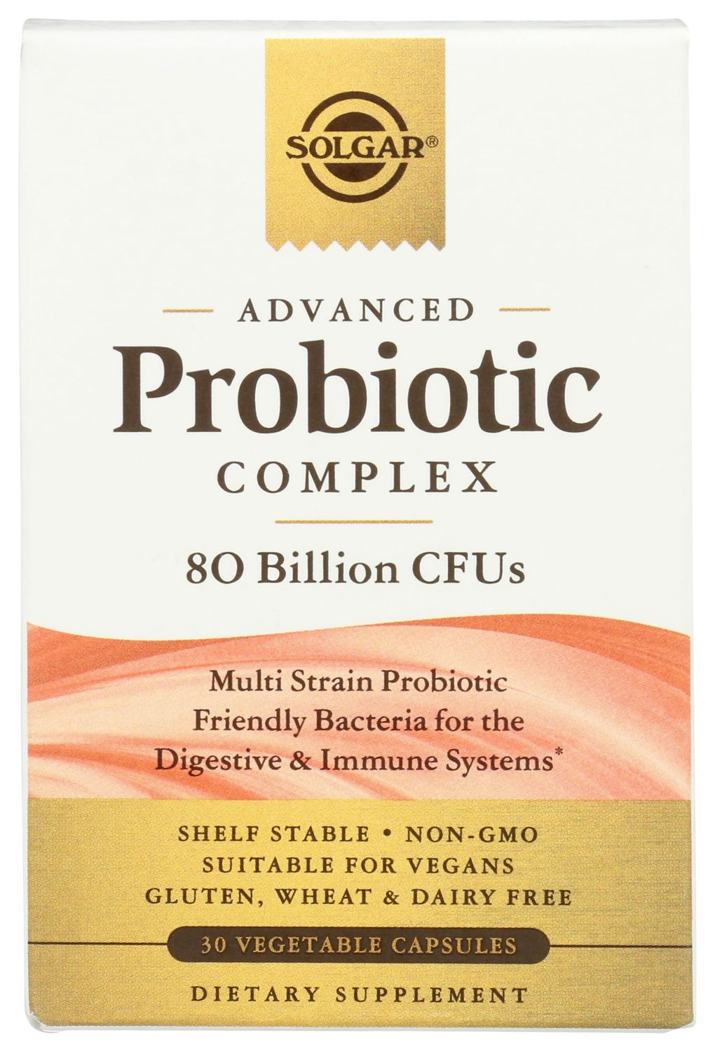 Solgar Advanced Probiotic Complex, 30 Vegetable Capsules - 80 Billion CFU Multi Strain Probiotic - Everyday Care for Digestive Immune Systems - Non-GMO, Vegan, Gluten Dairy Free, 30 Servings