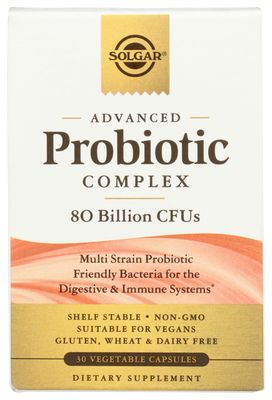 Solgar Advanced Probiotic Complex, 30 Vegetable Capsules - 80 Billion CFU Multi Strain Probiotic - Everyday Care for Digestive Immune Systems - Non-GMO, Vegan, Gluten Dairy Free, 30 Servings