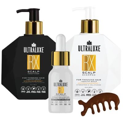 Ultraluxe RX Hair Care Set, Scalp Treatment Bundle for Thinning Hair, Shampoo, Conditioner and Serum