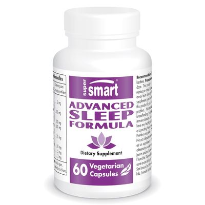 Supersmart - Advanced Sleep Formula (High Strength) - with Melatonin, Valerian Root, California Poppy, Passion Flower, Lithium Orotate Non-GMO Gluten Free - 60 Vegetarian Capsules