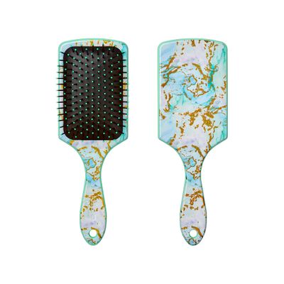Red by Kiss Designed Brush, Easy Hair Detangling Styling, Scalp Massage Smoothing Hairbrush, Comfortable Cushion Pad, Wet Dry Hair (Square Aqua Marble)