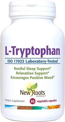 New Roots L-Tryptophan Supplement (90 Capsules) 220mg, Herbal Sleep Aid, Mood and Stress Response Support - Gluten-Free, Non-GMO, Vegetarian