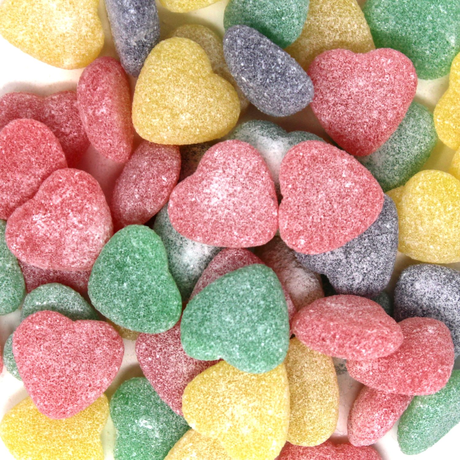 Heart-Shaped Jellies - 7.05 oz - Assorted Colors (Pink, Purple, Green, Yellow) - Heart Jellybean Starch Candy - Made in Brazil