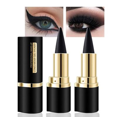 evpct 2Pcs Black Waterproof Gel Eyeliner Pencils Lipstick lip liner Eye Black Face Paint Stick Long Wear Natural Black Liquid Eyeliner Cream Smokey Eye Liners Crayon Halloween Makeup lapiz de ojos