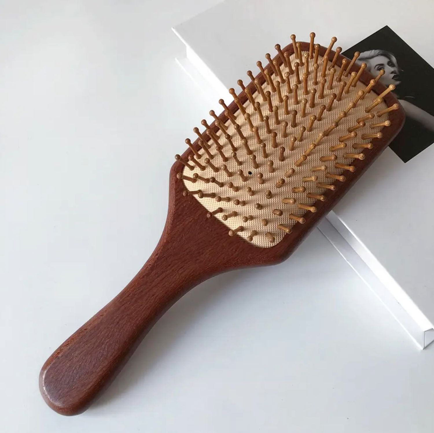 XL Sandalwood Hairbrush - Premium Quality, Durable Functional for Everyday Use - Stimulates Hair Growth and Shine with Wooden Bristles