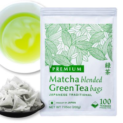 NAKANE TEA INC. Matcha Blend Japanese Green Tea Bags, 100 Count