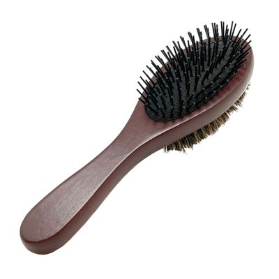 Donna Double Sided Styling Brush for Women - 100 Boar Bristles, Cushioned Wooden Detangling Brush for Wet Hair