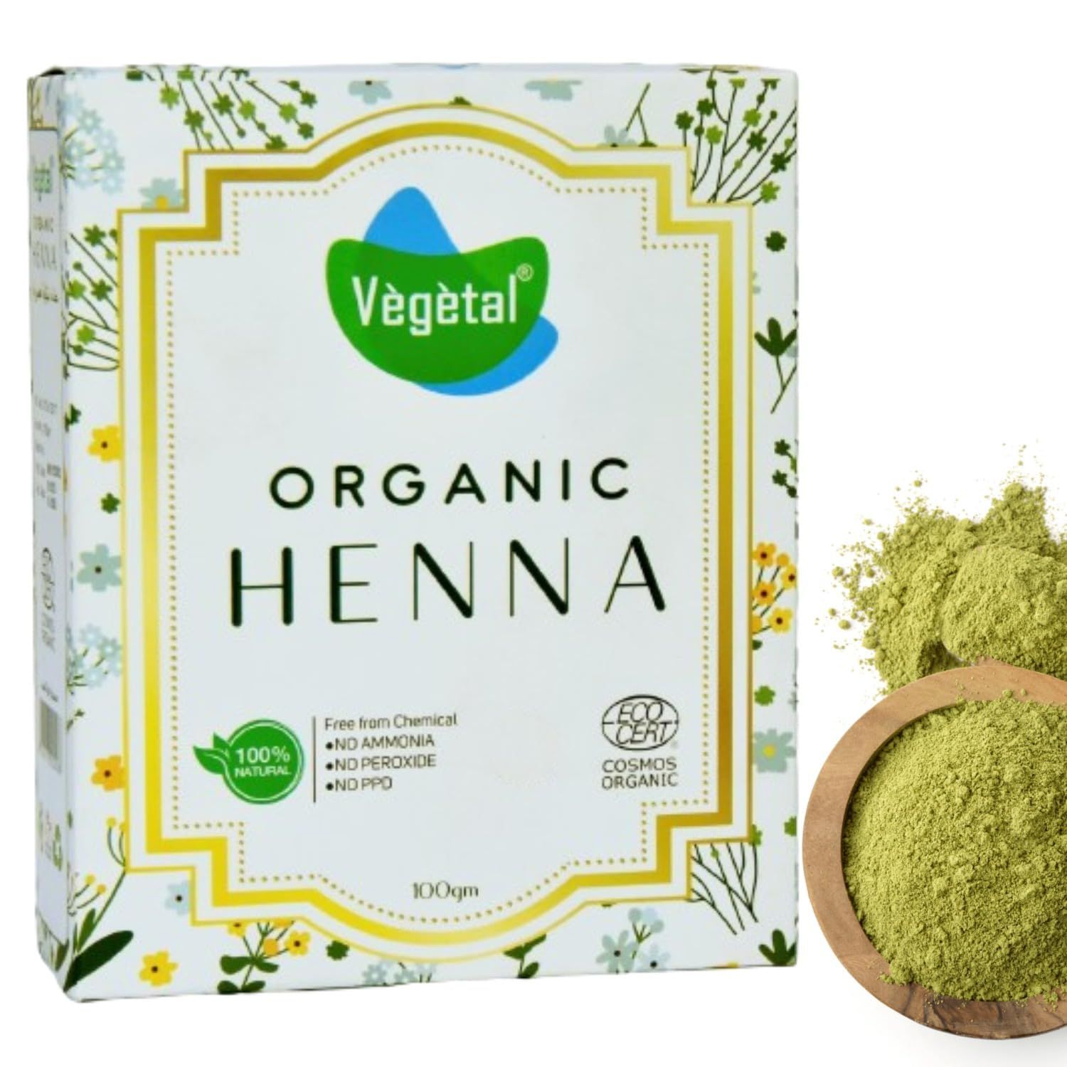 Vegetal Certified Organic Bio Mehandi Powder - 100 Pure Natural, Herbal Henna (Mehandi) 100 gm