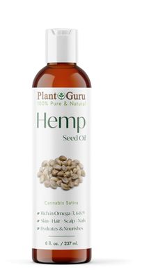 Hemp Seed Oil 8 fl. oz. - Cold Pressed, 100 Pure Natural Carrier Oil for Skin, Face, Body, and Hair. Great for DIY Creams, Lotions, and Lip Balm