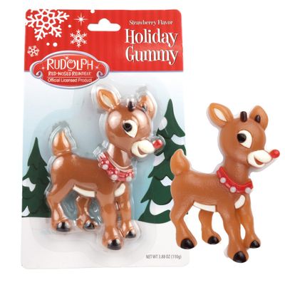 Jumbo Rudolph Christmas Gummy, Strawberry Flavored Candy, Stocking Stuffer Gifts, 3.88 Ounces