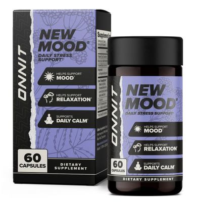 ONNIT New Mood Daily Stress Support Capsules, Sleep and Mood Support Supplement for Men and Women, Daily Stress Management Capsules, 60 Count
